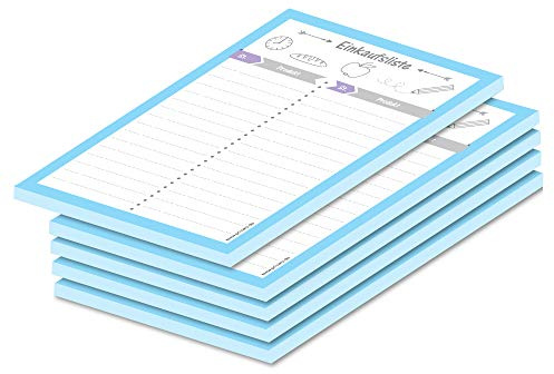 PRICARO Einkaufsliste Allerlei, hellblau, A6, 5 Stück