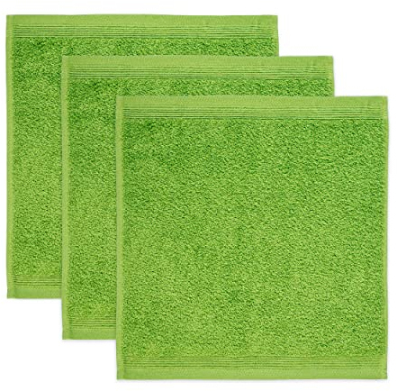 möve Superwuschel Seiftuch 30 x 30 cm aus 100% Baumwolle, peridot 3er Set