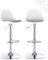 KAYELLES Lot de 2 tabourets de Bar Design Coussin Simili Cuir rembourré, Repose Pieds, réglable en Hauteur et pivotant 360° Pied Chrome SIG (Blanc - Gris)