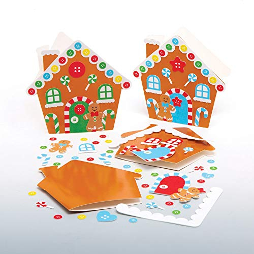 Baker Ross Weihnachtskarten Lebkuchenhaus Mix & Match (6 Stück) Weihnachten Karten Basteln für Kinder, sortiert, Mittel