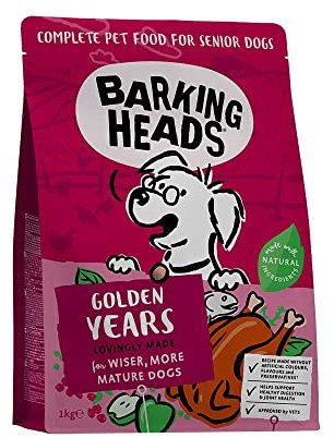 Barking Heads Complete Dry Dog Food 1kg x 4 - Senior All Hounder Golden Years Chicken - Natural Senior Recipe with Joint Support - Vet Approved