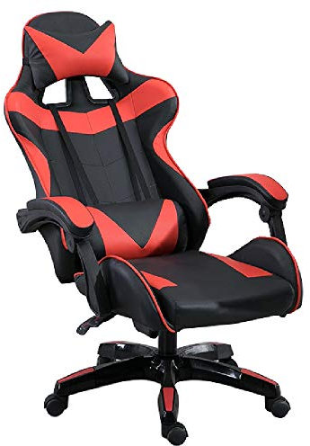 Zylo Gaming Chair Racing Style Office Computer Desk Conference Work Chair with Lumbar Support with Hight Adjustable Recliner Gas lift Chairs (RED-BLACK With Foot Rest)