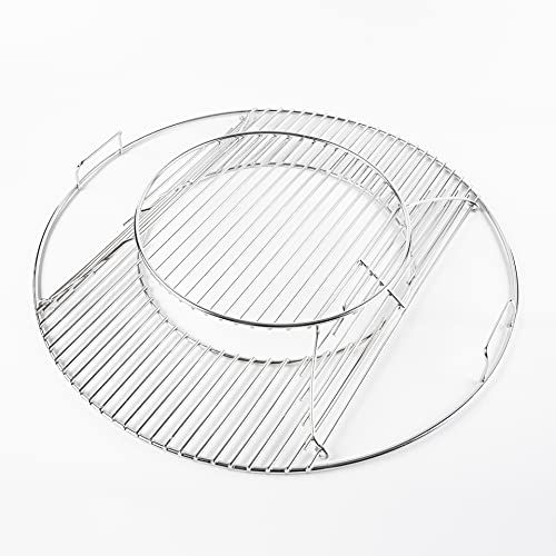 LOKHING Rejillas de repuesto con bisagras para parrillas de carbón Weber de 57 cm, sistema gourmet, rejillas de cocción cromadas para Weber 8835, One-Touch, Performer, Bar-B-Kettle y Master-Touch