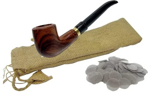 Wooden Smoking Pipe Cigar Tobacco Pipes Natural Wood Hand Carved Big Bowl with Free Filter Screen+ Gift Bag Fenny's Creations