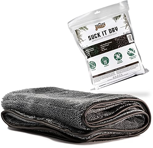 Microfiber Monkey - Suck it Dry - Mikrofaser Auto Trocken Tuch Grau - 50x80cm, 1000 GSM - Trockentuch Autopflege