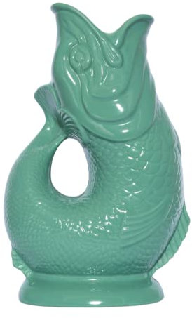 Original Gluckigluck – das glucksende Original des englischen Guggle Jugs – Karaffe Keramikkrug Meergrün