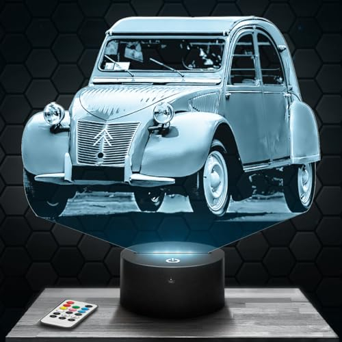 Nachttischlampe - Touch-Nachtlicht Auto 2 CV 3D-LED-Lampe Illusion, Geschenkidee Weihnachten Geburtstag Junge und Mädchen Nachttischlampe Kinder- oder Erwachsenenzimmer TOP