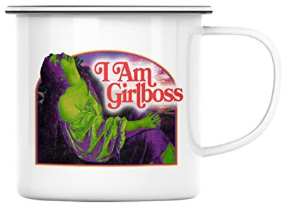 Mug en Métal Emaillé I am Girlboss Girl Boss Collage Vintage Illustration Art Humour Parodie Meme Humour