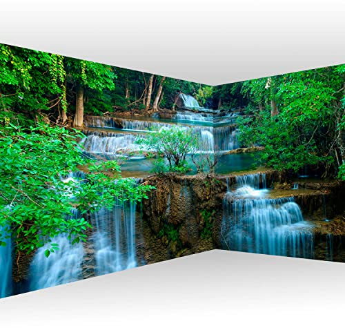 murando Eckfototapete Wasserfall 550x250 cm Vlies Tapeten Wandtapete XXL Moderne Fototapete Wanddeko Design Wand Dekoration Wohnzimmer Schlafzimmer Büro Flur Natur Wald Bäume Landschaft c-B-10073-a-a