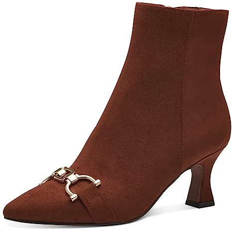 MARCO TOZZI Damen Stiefeletten Spitz mit Absatz Elegant, Braun (Cognac), 39