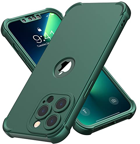 ORETECH für iPhone 13 Pro Max Hülle, mit 2 Stück Schutzfolie, 360 Grad Ganzkörper Stoßfest Kratzfest Silikon Handyhülle für iPhone 13 Pro Max 6,7 Zoll,Grün