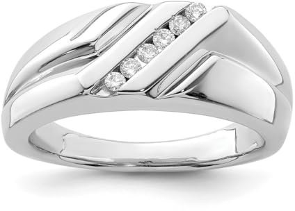 Diamantring für Herren, rhodiniertes Sterlingsilber – Ringgröße: R bis V, Metall, Weißer Diamant