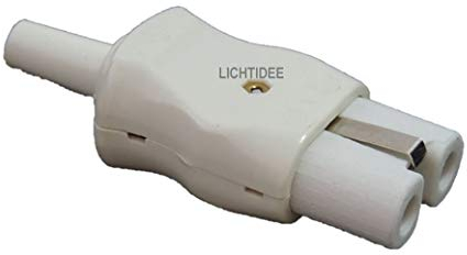 Lichtidee Heißgeräte Bakelit Stecker WEISS für Waffeleise, Bügeleisen alte Norm für bis zu3x1qmm Kabel zum selber konvektionieren
