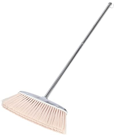 Besen mit Stiel, Edelstahlbesen, robuste Kehrmaschine mit steifen Borsten for Lager, Hof, Garage, Lobby, Einkaufszentrum, Markt, Gehwege, Deck/583 (Color : Silver, Size : 79x27cm)