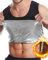 Herren Sauna Weste Saunaanzüge Body Top Shapewear Fitness Korsett Schwitweste Sport Gym Tank Top Kompressionsshirt Ärmellos T-Shirts, Silber, L