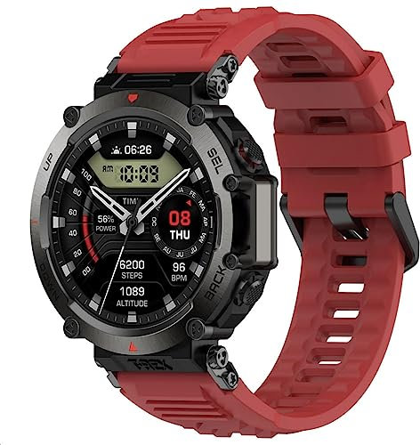 GIOPUEY Armband Kompatibel mit Amazfit T-Rex Ultra, Weiches Silikon Armband [Verschleißfest] [Atmungsaktiv] Ersatzarmband - red