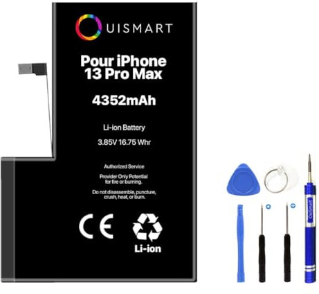 OUISMART® KIT Batterie pour IPHONE (avec Kit Outils, iPhone 13 Pro Max)