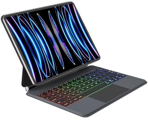 iflip Keyboard Case for iPad Pro 2022 11-inch Air 5th Gen 10.9-inch Keyboard Trackpad Magnetic 7 Color Backlit Magic Type Keyboard for iPad Pro 11 4th/3rd/2nd/1st Gen, Air 4, QWERTY Grey