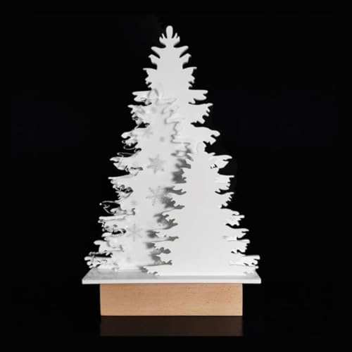 Adzif.biz Le sticker de decoration – Weihnachtsbaum mit LED – Dekorativer 3D-Tischbaum – Farbe Weiß – Moderne Weihnachtsdeko