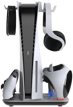 Ventilador de Refrigeración y Estación de Carga para PS5 Slim/PS5 - Soporte Vertical Multifuncional Con Cargador de Controlador Dual para PSVR 2