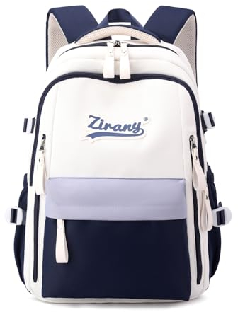 Tanou Schulrucksack Mädchen Teenager, Große Kinder Schultasche Mädchen von 9 bis 16 Jahren, Nylon Rucksack Schule Teenager der 3. bis 7. Klasse für Schule Reisen Lässige, Blau