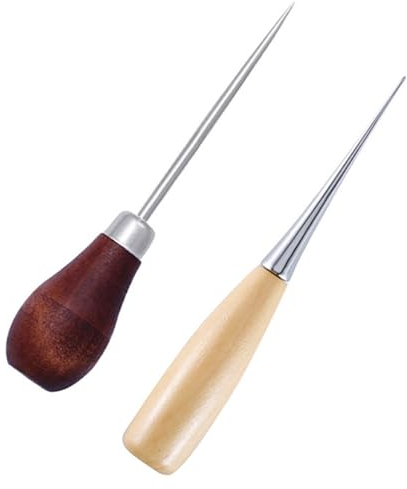 Visxcnu 2Pcs Punteruolo Con Manico In Legno Punteruolo Per Graffiare Punteruolo Professionale Cucito Cucito Artigianale Strumento Per Cucire O Riparare Tela Carta Tessuto In Pelle,strumenti fai
