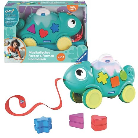 Ravensburger 4875 Play+ Musikalisches Formen und Farben Chamäleon, Farben- und Formensortierer, mit Licht- und Soundeffekten, elektronisches Spielzeug ab 1 Jahr