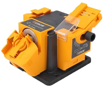 Hoteche 65W Multifunción Herramienta Amoladora para Cuchillo Taladro - Rectificadora Eléctrica para Tijeras, Broca HSS Broca, Cincel - Conector VDE - Negro Amarillo