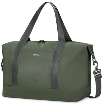 ECOHUB 20L Ryanair Handgepäck 40x20x25, Handgepäck Tasche für Flugzeug, Faltbare Reisetasche Mit Abnehmbar Nass-Tasche, Ryan Airlines Bag 40x20x25, Weekender Damen Herren, Patent Anhängig(Grün)