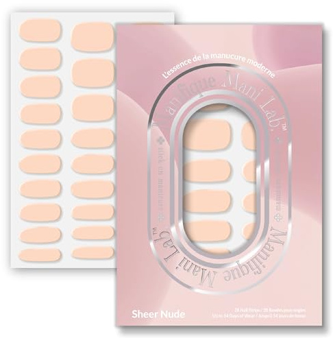 UV-freie Nagelfolie Selbstklebend – 28 Gel Nagelsticker ohne Lampe, Peel & Stick Nail Wraps Made in Korea, Maniküre Set für Zuhause, bis zu 14 Tage Halt – Manifique Mani Lab