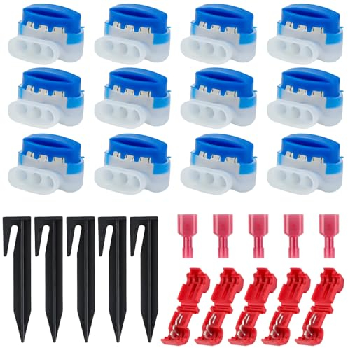 27 Pezzi Morsetti per Cavi/Cavo, Connettori Elettrici Impermeabili con 12 Connettori Terminali, Set Connettori per Filo Perimetrale dei Robot Tagliaerba per giardino esterno rasaerba robot Husqvarna