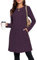SENBATU Robe Pull Femme Hiver Dames à Manches Longues Robe Noel Femme Robe Tunique Boutons latéraux avec Poches Violet Moyen