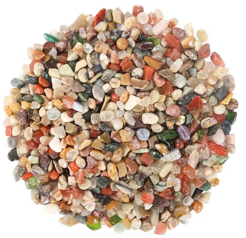 DELAESI Trommelsteine Halbedelsteine 800 g Edelsteine für Kinder Halbedelsteine Mischung Bunt Steine für DIY Potted Plants Dekoration (7 – 9 mm)