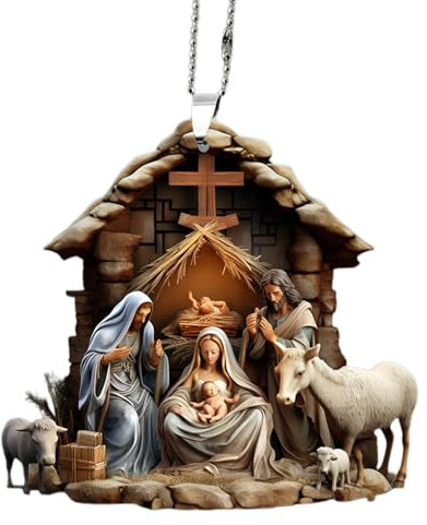 Smileshiney Krippe Ornamente | Weihnachtskrippe Christbaumschmuck | Weihnachtskrippe Christbaumschmuck Acryl Krippe Anhänger Festlich Stabil Memorial Ornament für Zuhause