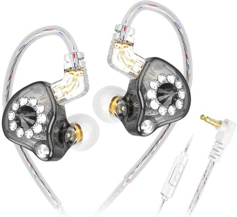 Wired Gaming Earbuds,QKZ AK6 Spark in Ear Monitors, Deep Bass Sound Wired Earbuds, HiFi in Ear Headphones with 1DD 11mm Dynamic Driver, IEM Detachable Cable for Music Gaming Video (AK6-Spark-Black)