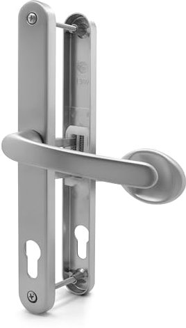 TSS UPVC Door Handles Set - Lever Moveable Pad - 92mm / 62mm PZ (Centres) - 240mm Screw to Screw - Backplate 272mm X 32mm - Replacement UPVC Door Handles - PVC Door Handle (Silver)