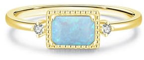 Epinki Eheringe 14K Gold, Klassiker Partnerringe Au 585 Verlobungsring Hochzeitsring mit Opal Bunt Rechteckschliff Echte Goldschmuck für Damen, Gr.47 (15.0)