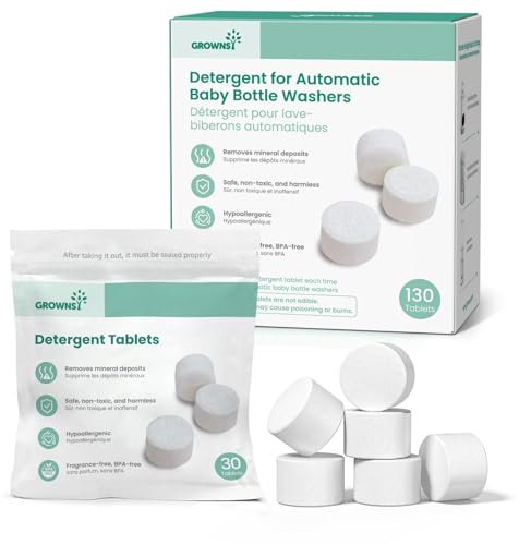 GROWNSY 130 Stück Babyflaschen Reinigungstabletten für Momcozy, Baby Brezza Baby Bottle Washer, Waschtabletten Babyflaschenreiniger – Effektive Tabs für Babyflaschen, Sauger & Zubehör