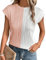 Gemulate Color Block Women's Tops Dressy Casual Hawaiian Shirt Cap Sleeve Cute Summer Tops V Neck Beach Clothes Ladies Flowy Clothes Pink White M