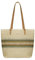 Woodland Leathers Women's Straw Shoulder Bag, Medium & Large Summer Beach Tote with Zipper, Durable Leather Handles, Women Holiday Shoulder Bag with Versatile Styles and Colours (Green Strip)