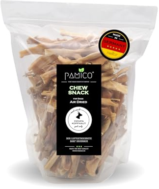 Luftgetrocknete Ziegenkopfhaut für Hunde, 500g Belohnung-Snack getreidefrei, Deutsche Herstellung, Leckerli Hundekauartikel ohne Chemie, Qualität Kauartikel große Hunde