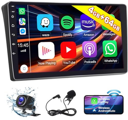 4G+64G Autoradio für FIAT Ducato/Peugeot Boxer/Citroen Jumper mit Navi Carplay Android Auto,Android 14 Autoradio mit 9 Zoll Bildschirm,Bluetooth WiFi HiFi FM/RDS +Rückfahrkamera