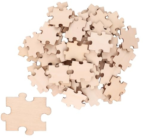 LOLYSIC 200 Stück Holz Puzzle Blanko, Minipuzzle, Holzpuzzle Zum Selber Gestalten 4,5 x 3,8 cm, Puzzle zum Bemalen Malpuzzle für Kinder, DIY-Kunsthandwerk, Partygästebuch, Hochzeitspuzzle