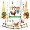 Giocattoli per polli da pollaio, 1 set di giocattoli colorati per arricchire i polli con catena più lunga, altalena con xilofono, scala flessibile, sacchetto di corda, verdura, frutta, spiedino