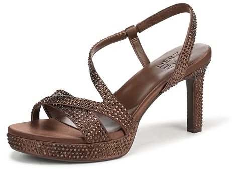 Naturalizer Women's Abby Heeled Sandal Chocolate Satin 8 M