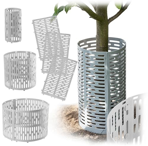 KADAX Baumstammschutz 20 x 33 cm, 3er Set, Verbissschutz aus Kunststoff für Bäume, Baumschutz gegen Wildverbiss, Stammschutz für Obstbäume, Baumschutzhülle (Grau)
