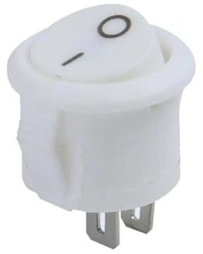 Interruptor Basculante‌ Interruptor de encendido/apagado de 5/10 piezas, rojo, blanco, redondo, basculante, de plástico, tipo pulsador, para embarcaciones pequeñas.(15mm white,5pc)