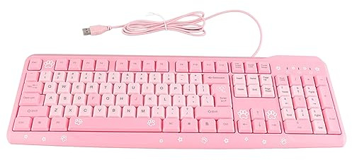 Tyenaza Tastatur, USB Kabel, ultradünn, niedlicher Cartoon, für Zuhause, Büro, Laptop, Computer, universell (Rosa)
