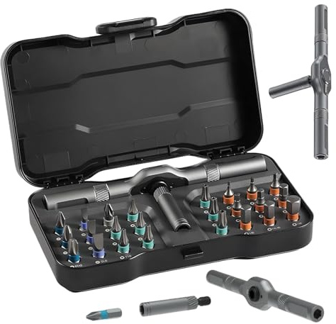 24 in 1 Magnetic Ratchet Screwdriver Set, Bit DIY Screwdriver Set with Detachable Ratchet Handle, Precision Repair Tool for Computer, Eyeglass, Watch, Bicycle, Furniture, DIY and Christmas Gifts