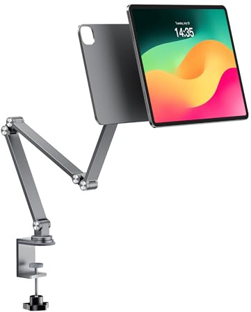 LULULOOK Magnetisch iPad Air 13 M4(2026) Halterung, Klappbar Aluminium Legierung Arm Ständer, Multi-Node Einstellbar Tablet Halter für iPad Pro 12.9 3rd/4th/5th/6th, Air M3(2025)/M2